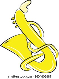 Dibujo de un saxofón amarillo, vector, dibujo de color o ilustración. 