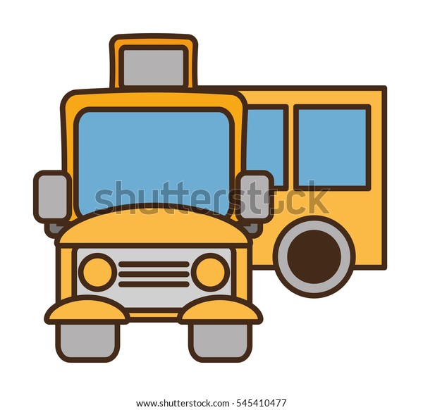 drawing yellow school bus transport pupils vector\
illustration eps 10
