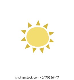 drawing of yellow sun in the doodle style. hand-drawn drawing. Vector illustration. Simbol of weather