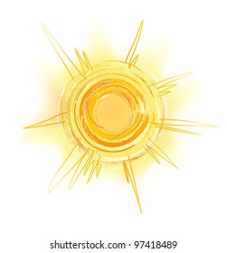 drawing yellow sun with rays - sketch