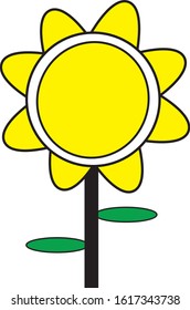 Drawing of yellow Sunflower on white background 