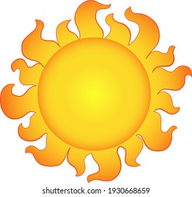 Drawing of a yellow-orange sun with warm rays