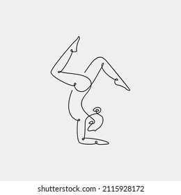 Dibujo del dibujo de una línea continua de yoga