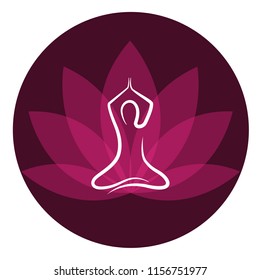 drawing yoga person sitting in a lotus pose meditation vector illustration EPS10