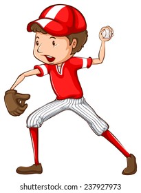 Dibujo de un joven jugador de béisbol de fondo blanco