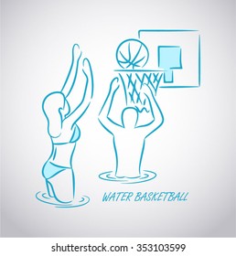 Drawing of a young practicing water basketball