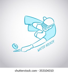 Drawing of a young practicing water hockey