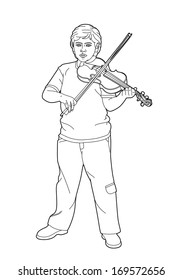 Drawing young violinist