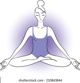 drawing of a young woman doing yoga siddhasana