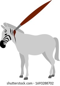 Dibujo de una cebra, ilustración, vector sobre fondo blanco