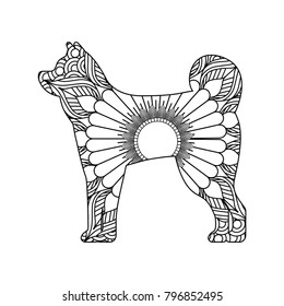 drawing zentangle for dog adult coloring page