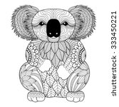 Drawing zentangle Koala for coloring page, shirt design effect, logo, tattoo and decoration.