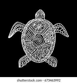 Drawing zentangle turtle