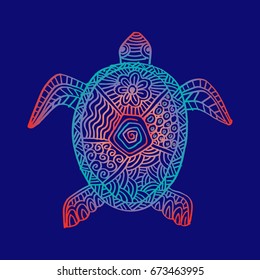Drawing zentangle turtle