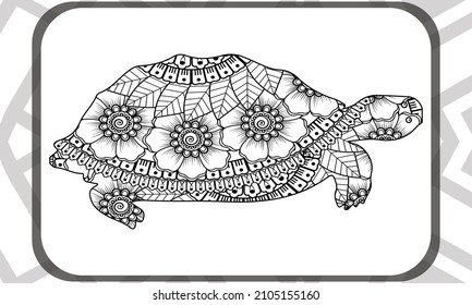 Drawing zentangle turtle for coloring page, shirt design effect, logo, tattoo and decoration.