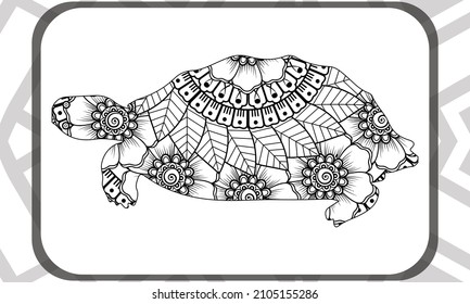 Drawing zentangle turtle for coloring page, shirt design effect, logo, tattoo and decoration.