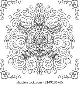 Drawing zentangle turtle for coloring page, shirt design effect, logo, tattoo and decoration.