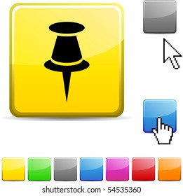 Drawing-pin glossy vibrant web icon.