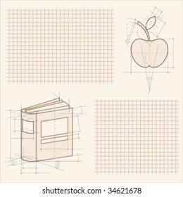 drawings of book and apple