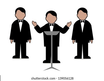 drawings of businessmen on a white background