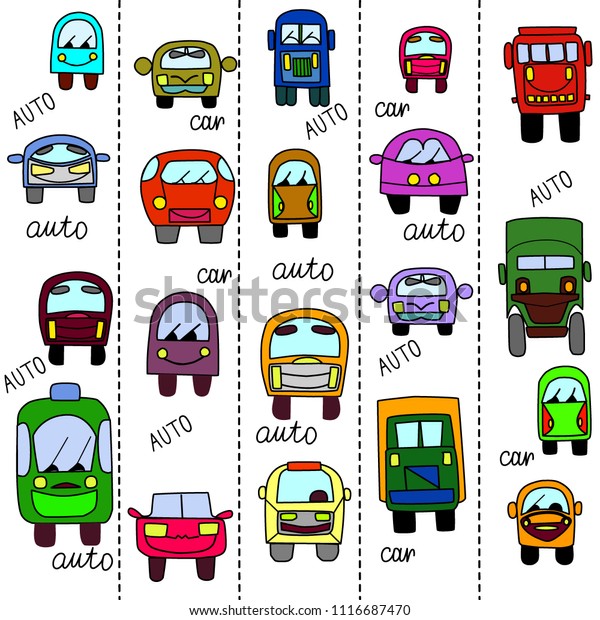 Drawings of cars for children, cartoon car,
seamless texture, a
vector