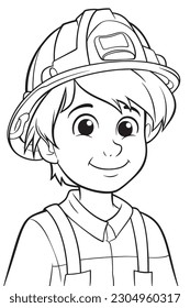 drawings in children's coloring book It is a picture of a constructor smiling happily.