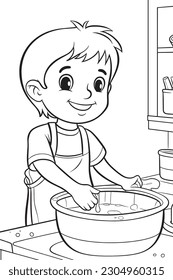 drawings in children's coloring book Portrait of a happy smiling Labor