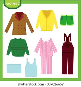Drawings of clothes isolated in white.