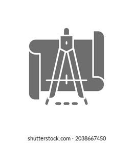 Drawings with divider grey icon. Isolated on white background