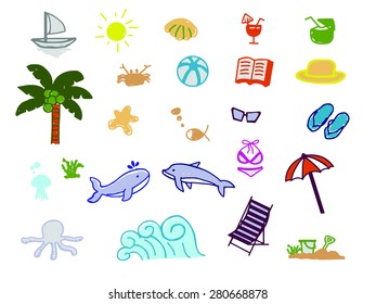drawings of doodle summer collection free hand.