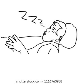 Drawings Elderly man is sleeping vector illustration.
