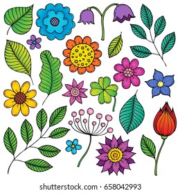 Zeichnungen von Blumen und Blättern Thema 2 - eps10 Vektorgrafik.