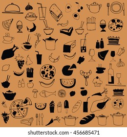 Drawings of food and drink.
