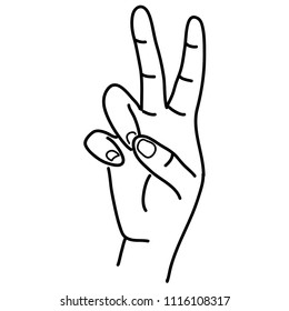 Drawings
Hand holds two finger cute vector illustration.