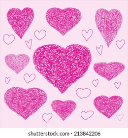 drawings of hearts ,Set of grunge vector hearts