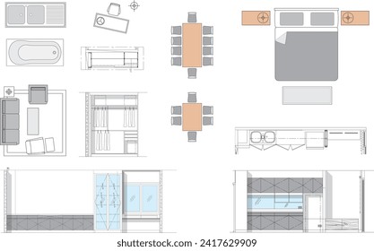 Dibujos para el diseño interior y arquitectónico Sector de la construcción