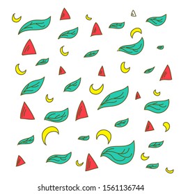 Drawings of leaves and other abstract shapes