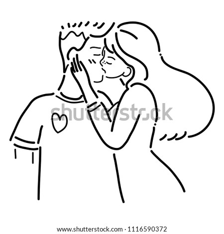 drawings men women kissing vector illustration stock vector royalty