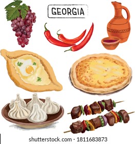 Drawings Of National Georgian Cuisine