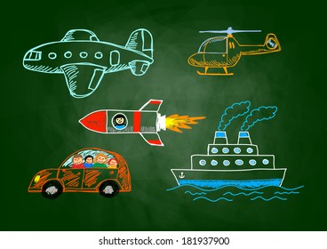 Drawings on blackboard   