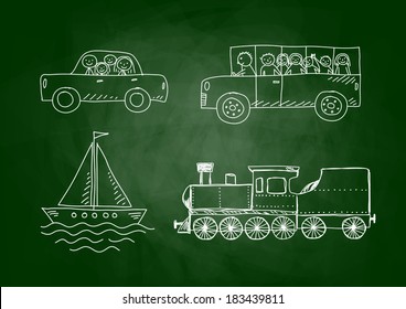 Drawings on blackboard