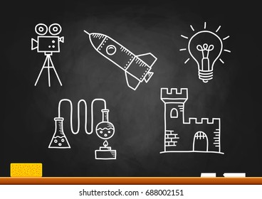 Drawings on blackboard