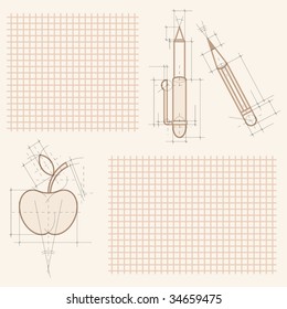 drawings on notebook sheet