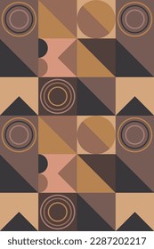 Drawings on the theme of coffee with simple geometric shapes.  Seamless geometric pattern coffee design.  Suitable for branding, packaging decoration, cover design, decorative printing, background.