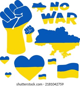 Drawings on the topic of ending the war in Ukraine in the colors of the Ukrainian flag. stop the war