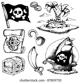 Drawings Pirate Theme 1 Vector Illustration Stock Vector (Royalty Free ...