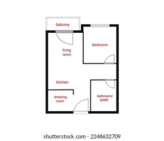 Drawings of a small apartment. Housing plan.