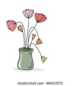 Drawings vase with flowers vector.