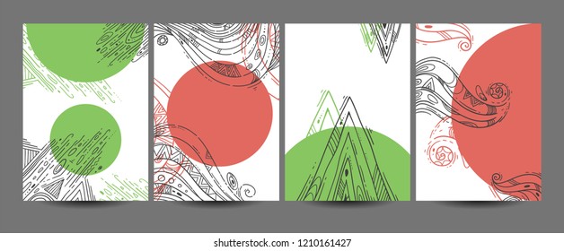 Drawn abstract backgrounds. Good templates for your design. Line modern abstraction. Good for business, cards, covers, etc. 