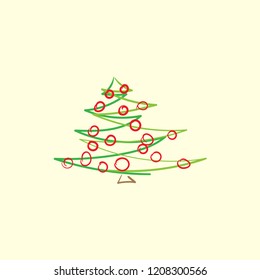 drawn abstract christmas tree vector color illustration